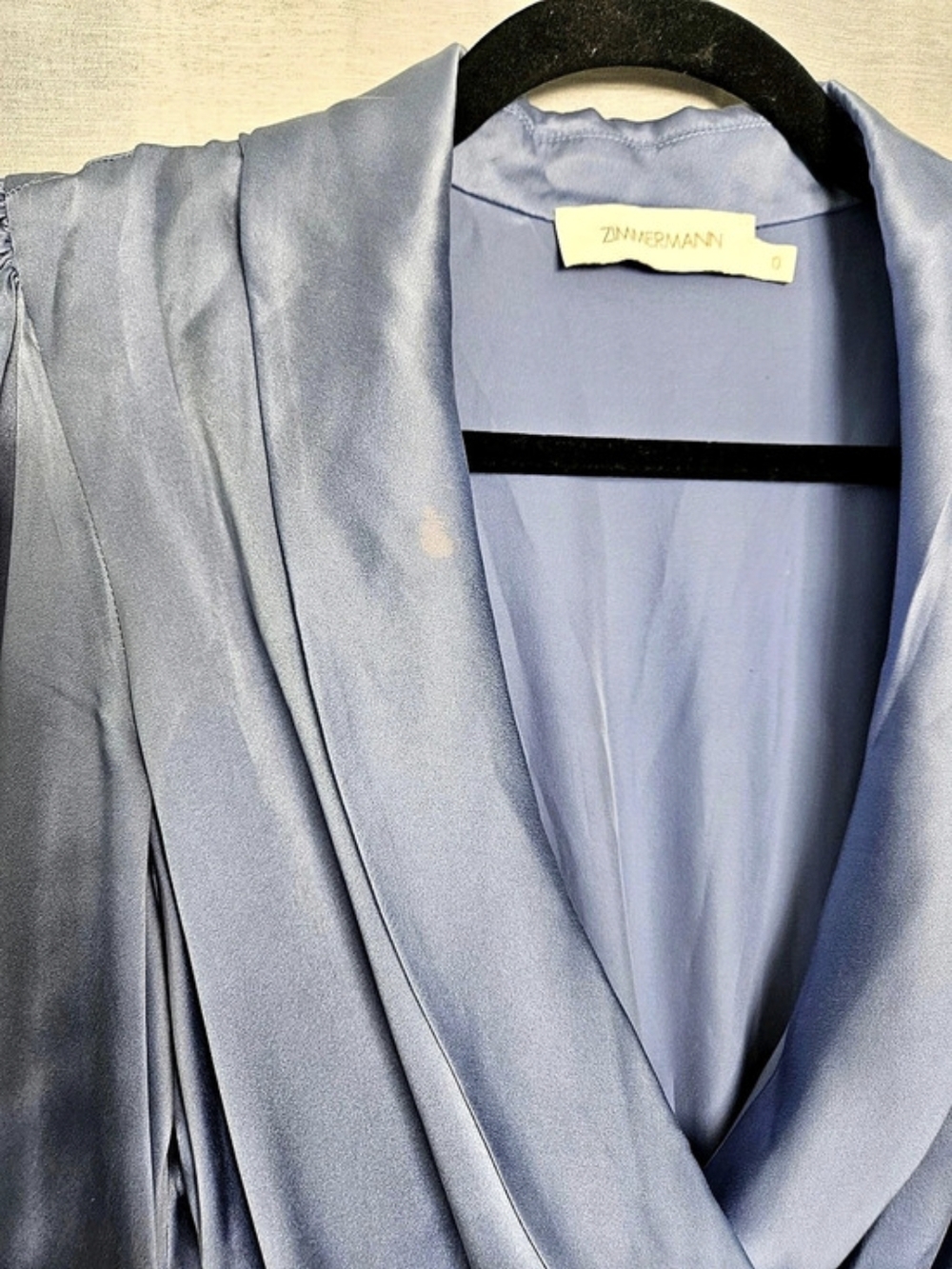 ZIMMERMANN (Size 0) Silk wrap mini dress - light blue US 4 Small - Picture 9 of 16